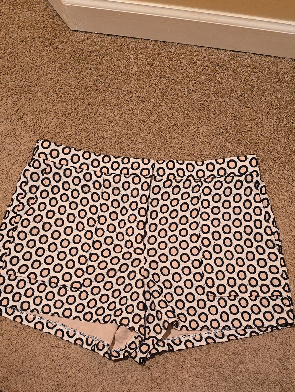 NWT J. Crew Black & White Circle Print Bermuda Shorts Size 12